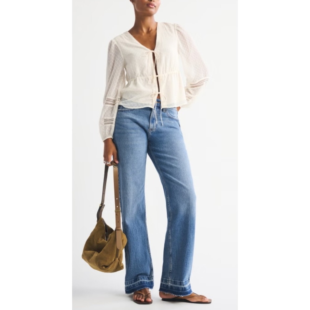 NWT Abercrombie & Fitch Curve Love The Baggy Low Rise Jeans Medium Wash 29 8L